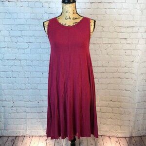 Ann Taylor Loft Burgundy Red Sleeveless Dress Fit & Flare Scoop Neck XS